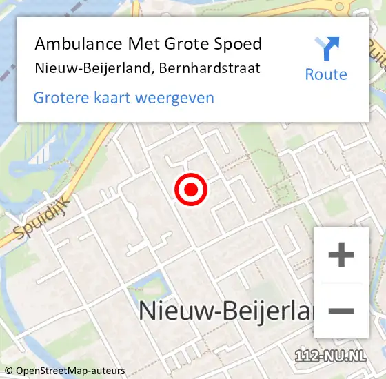 Locatie op kaart van de 112 melding: Ambulance Met Grote Spoed Naar Nieuw-Beijerland, Bernhardstraat op 29 juli 2019 17:15