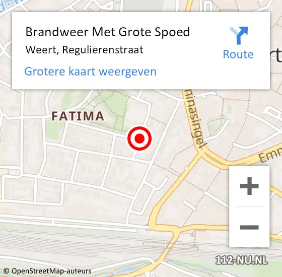 Locatie op kaart van de 112 melding: Brandweer Met Grote Spoed Naar Weert, Regulierenstraat op 29 juli 2019 17:34