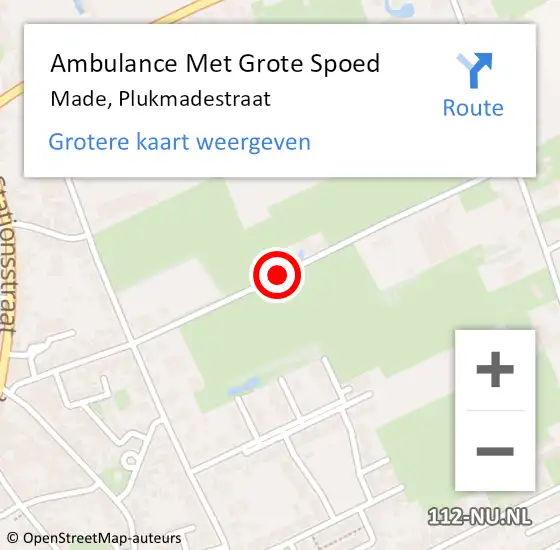 Locatie op kaart van de 112 melding: Ambulance Met Grote Spoed Naar Made, Plukmadestraat op 29 juli 2019 18:01