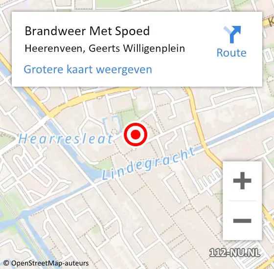 Locatie op kaart van de 112 melding: Brandweer Met Spoed Naar Heerenveen, Geerts Willigenplein op 29 juli 2019 18:04