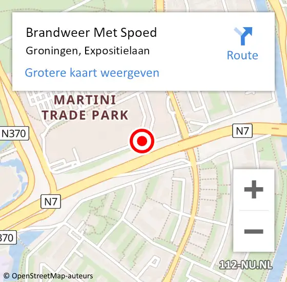 Locatie op kaart van de 112 melding: Brandweer Met Spoed Naar Groningen, Expositielaan op 29 juli 2019 18:08