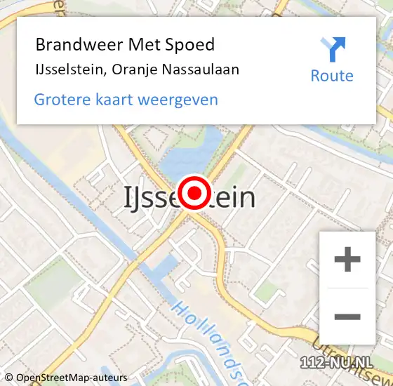 Locatie op kaart van de 112 melding: Brandweer Met Spoed Naar IJsselstein, Oranje Nassaulaan op 29 juli 2019 18:11