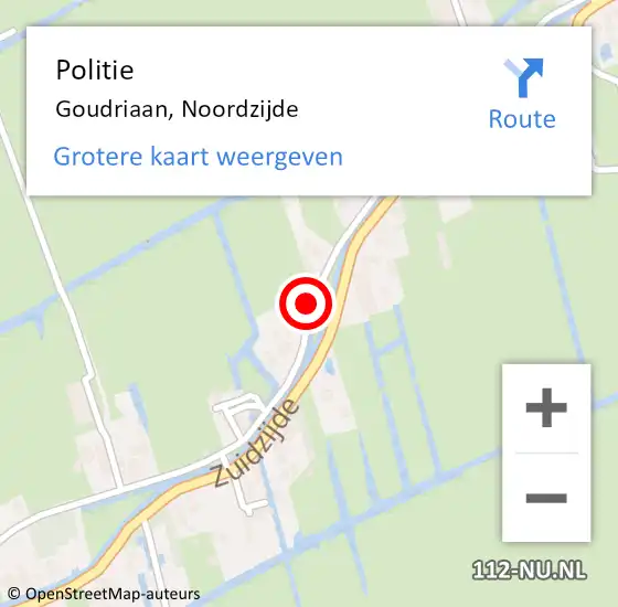 Locatie op kaart van de 112 melding: Politie Goudriaan, Noordzijde op 29 juli 2019 18:51