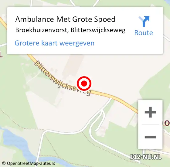 Locatie op kaart van de 112 melding: Ambulance Met Grote Spoed Naar Broekhuizenvorst, Blitterswijckseweg op 9 april 2014 08:42