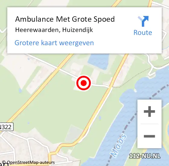 Locatie op kaart van de 112 melding: Ambulance Met Grote Spoed Naar Heerewaarden, Huizendijk op 29 juli 2019 19:12