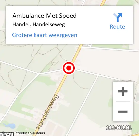 Locatie op kaart van de 112 melding: Ambulance Met Spoed Naar Handel, Handelseweg op 29 juli 2019 19:16