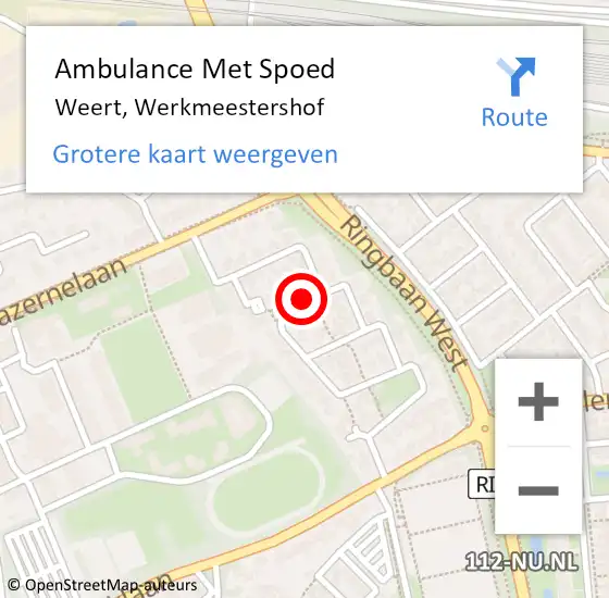 Locatie op kaart van de 112 melding: Ambulance Met Spoed Naar Weert, Werkmeestershof op 29 juli 2019 20:06