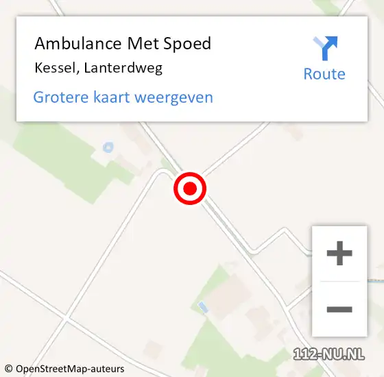 Locatie op kaart van de 112 melding: Ambulance Met Spoed Naar Kessel, Lanterdweg op 29 juli 2019 20:16