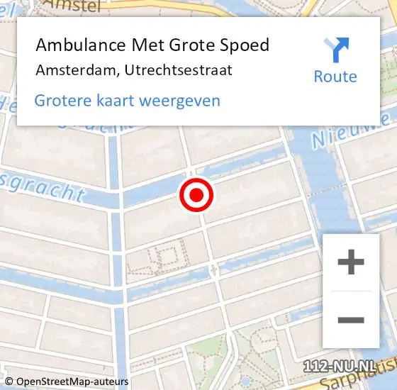 Locatie op kaart van de 112 melding: Ambulance Met Grote Spoed Naar Amsterdam, Utrechtsestraat op 29 juli 2019 20:24