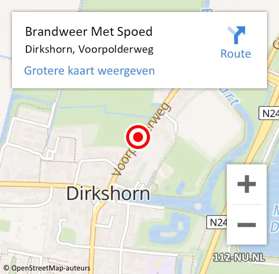 Locatie op kaart van de 112 melding: Brandweer Met Spoed Naar Dirkshorn, Voorpolderweg op 29 juli 2019 20:35