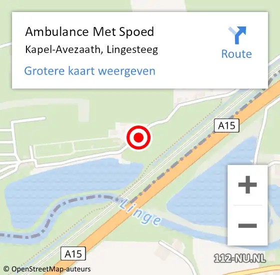 Locatie op kaart van de 112 melding: Ambulance Met Spoed Naar Kapel-Avezaath, Lingesteeg op 29 juli 2019 20:59