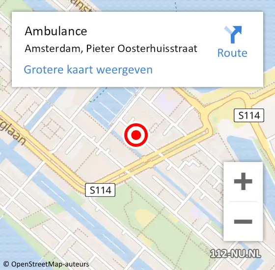 Locatie op kaart van de 112 melding: Ambulance Amsterdam, Pieter Oosterhuisstraat op 29 juli 2019 22:02