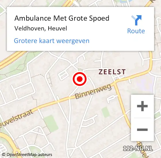 Locatie op kaart van de 112 melding: Ambulance Met Grote Spoed Naar Veldhoven, Heuvel op 29 juli 2019 22:05