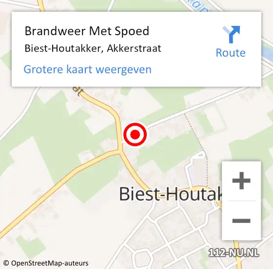 Locatie op kaart van de 112 melding: Brandweer Met Spoed Naar Biest-Houtakker, Akkerstraat op 29 juli 2019 22:20