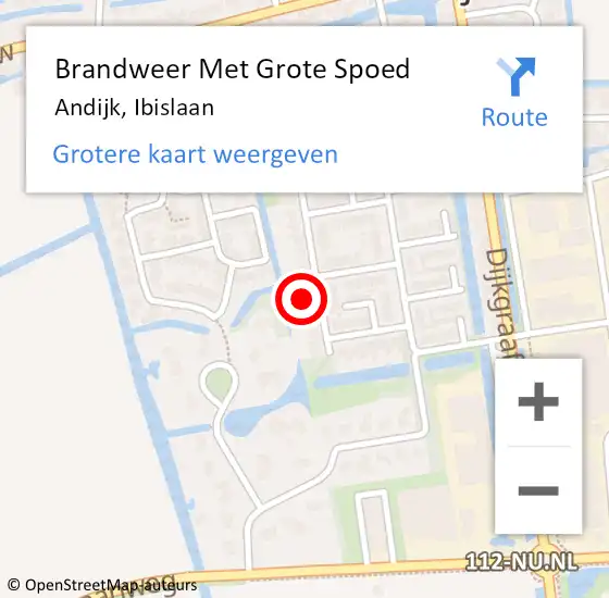 Locatie op kaart van de 112 melding: Brandweer Met Grote Spoed Naar Andijk, Ibislaan op 9 april 2014 09:00