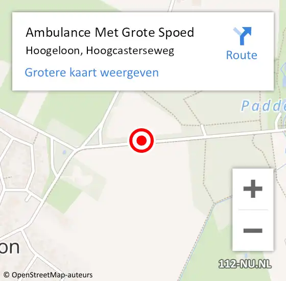 Locatie op kaart van de 112 melding: Ambulance Met Grote Spoed Naar Hoogeloon, Hoogcasterseweg op 29 juli 2019 23:20