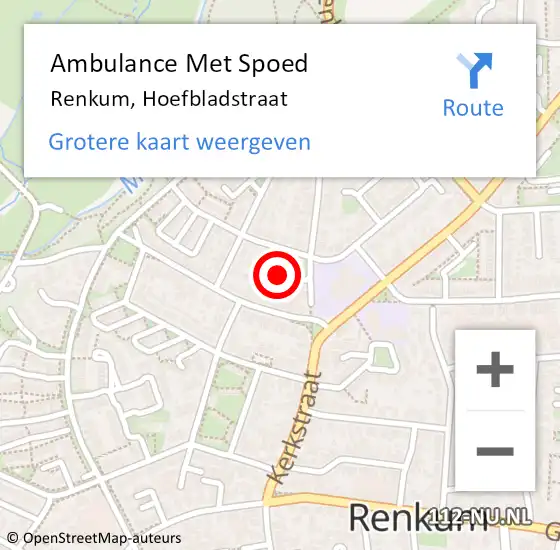 Locatie op kaart van de 112 melding: Ambulance Met Spoed Naar Renkum, Hoefbladstraat op 30 juli 2019 04:36