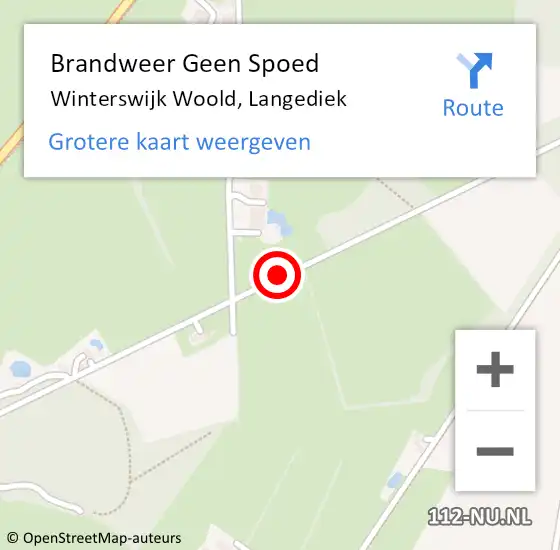 Locatie op kaart van de 112 melding: Brandweer Geen Spoed Naar Winterswijk Woold, Langediek op 30 juli 2019 05:47