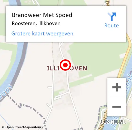 Locatie op kaart van de 112 melding: Brandweer Met Spoed Naar Roosteren, Illikhoven op 30 juli 2019 07:15