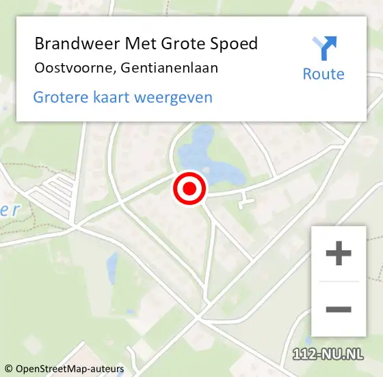 Locatie op kaart van de 112 melding: Brandweer Met Grote Spoed Naar Oostvoorne, Gentianenlaan op 30 juli 2019 08:56