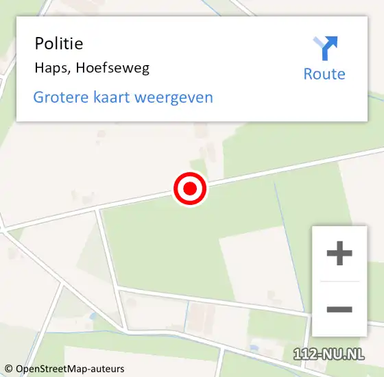 Locatie op kaart van de 112 melding: Politie Haps, Hoefseweg op 30 juli 2019 09:08