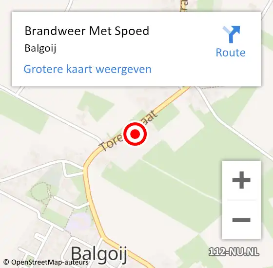 Locatie op kaart van de 112 melding: Brandweer Met Spoed Naar Balgoij op 30 juli 2019 09:15