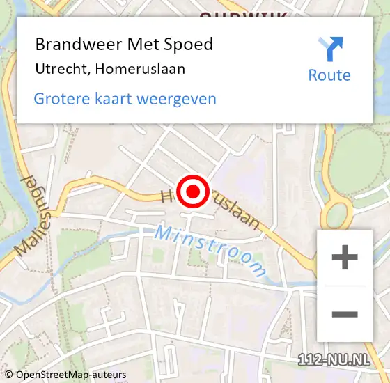 Locatie op kaart van de 112 melding: Brandweer Met Spoed Naar Utrecht, Homeruslaan op 30 juli 2019 10:09
