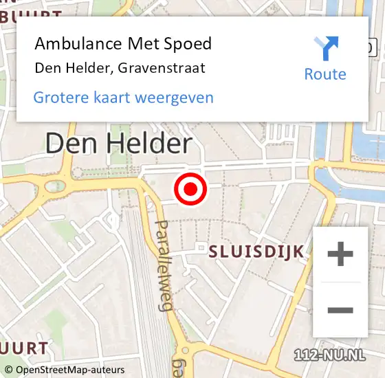 Locatie op kaart van de 112 melding: Ambulance Met Spoed Naar Den Helder, Gravenstraat op 30 juli 2019 10:30