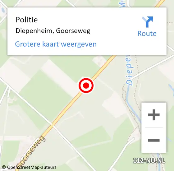 Locatie op kaart van de 112 melding: Politie Diepenheim, Goorseweg op 30 juli 2019 10:46