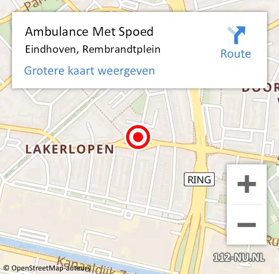 Locatie op kaart van de 112 melding: Ambulance Met Spoed Naar Eindhoven, Rembrandtplein op 30 juli 2019 11:51