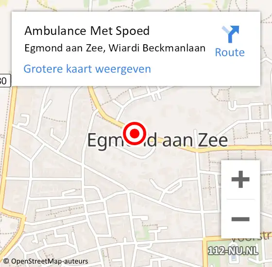 Locatie op kaart van de 112 melding: Ambulance Met Spoed Naar Egmond aan Zee, Wiardi Beckmanlaan op 30 juli 2019 12:00