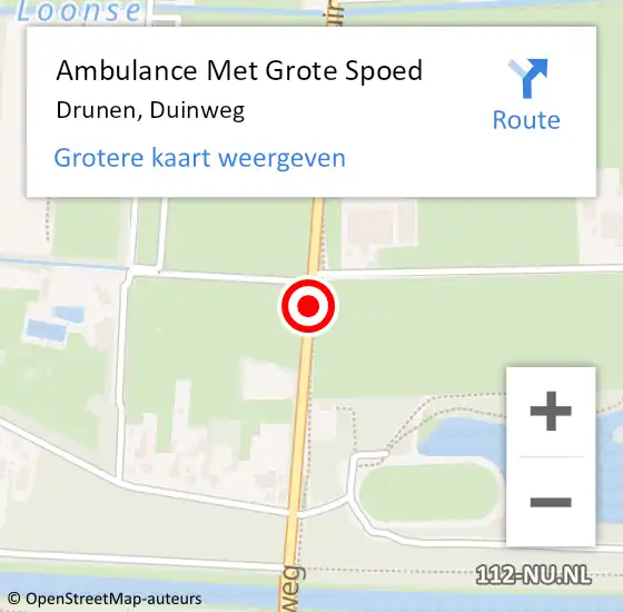 Locatie op kaart van de 112 melding: Ambulance Met Grote Spoed Naar Drunen, Duinweg op 30 juli 2019 12:01