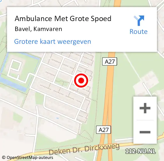 Locatie op kaart van de 112 melding: Ambulance Met Grote Spoed Naar Bavel, Kamvaren op 30 juli 2019 12:17