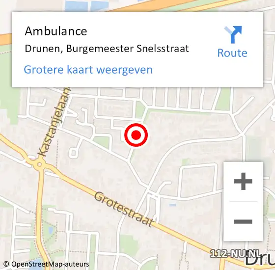 Locatie op kaart van de 112 melding: Ambulance Drunen, Burgemeester Snelsstraat op 30 juli 2019 14:50