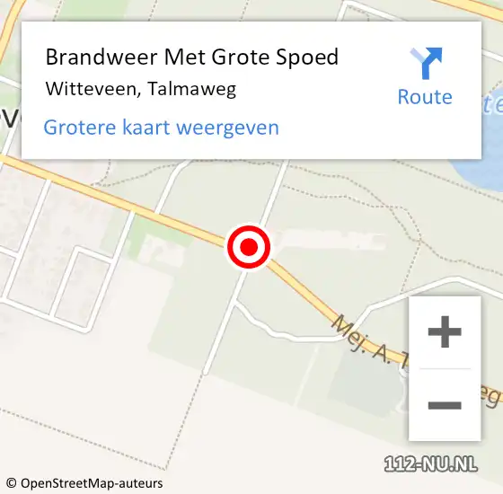 Locatie op kaart van de 112 melding: Brandweer Met Grote Spoed Naar Witteveen, Talmaweg op 30 juli 2019 15:18