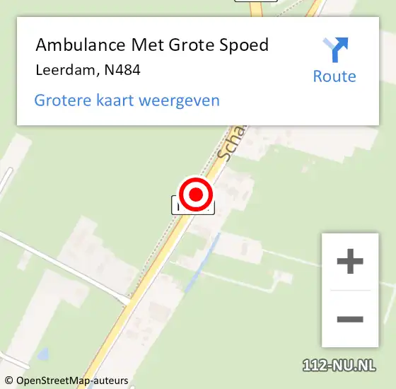 Locatie op kaart van de 112 melding: Ambulance Met Grote Spoed Naar Leerdam, N484 op 30 juli 2019 15:25