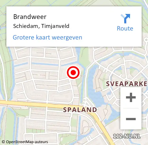Locatie op kaart van de 112 melding: Brandweer Schiedam, Timjanveld op 30 juli 2019 15:26