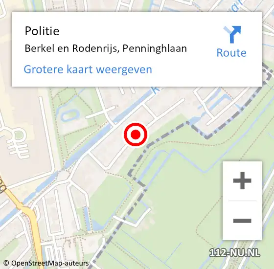 Locatie op kaart van de 112 melding: Politie Berkel en Rodenrijs, Penninghlaan op 30 juli 2019 15:30