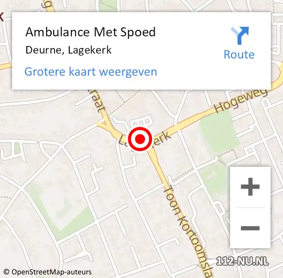 Locatie op kaart van de 112 melding: Ambulance Met Spoed Naar Deurne, Lagekerk op 30 juli 2019 15:43