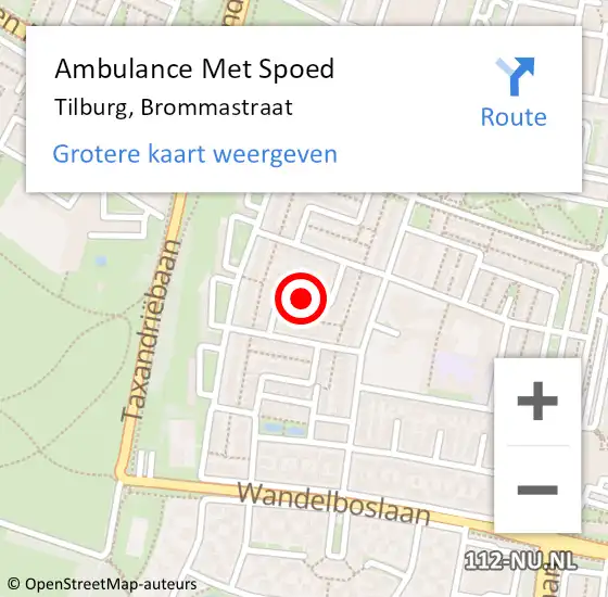 Locatie op kaart van de 112 melding: Ambulance Met Spoed Naar Tilburg, Brommastraat op 30 juli 2019 16:30