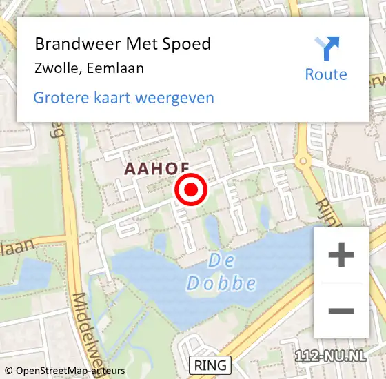 Locatie op kaart van de 112 melding: Brandweer Met Spoed Naar Zwolle, Eemlaan op 30 juli 2019 16:34