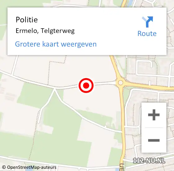 Locatie op kaart van de 112 melding: Politie Ermelo, Telgterweg op 30 juli 2019 16:38