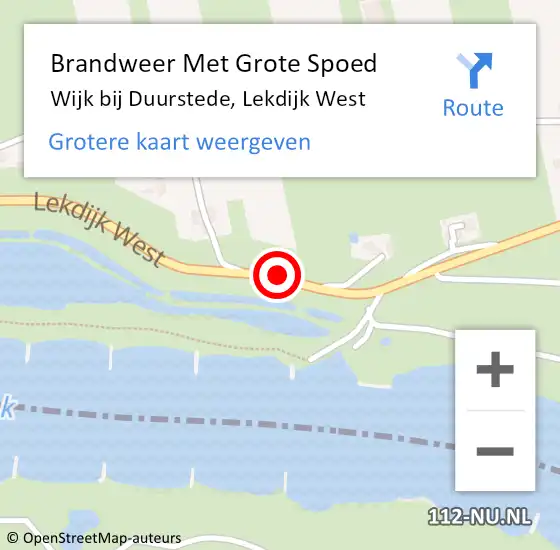 Locatie op kaart van de 112 melding: Brandweer Met Grote Spoed Naar Wijk bij Duurstede, Lekdijk West op 30 juli 2019 16:51