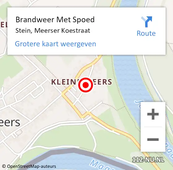 Locatie op kaart van de 112 melding: Brandweer Met Spoed Naar Stein, Meerser Koestraat op 30 juli 2019 17:34