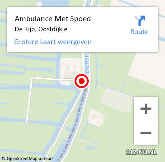 Locatie op kaart van de 112 melding: Ambulance Met Spoed Naar De Rijp, Oostdijkje op 30 juli 2019 18:13