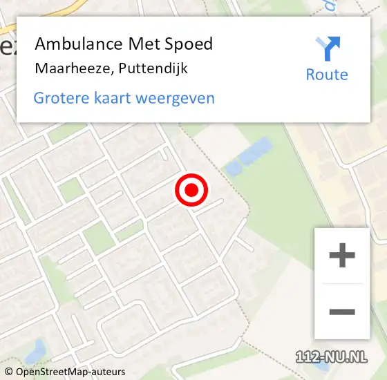 Locatie op kaart van de 112 melding: Ambulance Met Spoed Naar Maarheeze, Puttendijk op 30 juli 2019 18:15