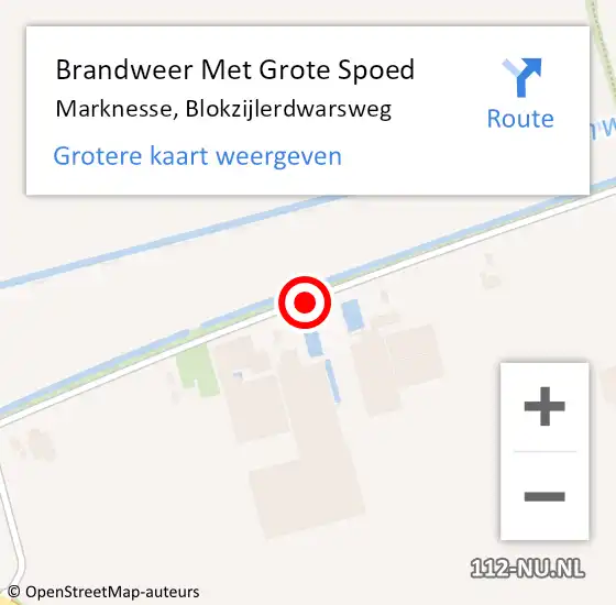 Locatie op kaart van de 112 melding: Brandweer Met Grote Spoed Naar Marknesse, Blokzijlerdwarsweg op 30 juli 2019 18:17