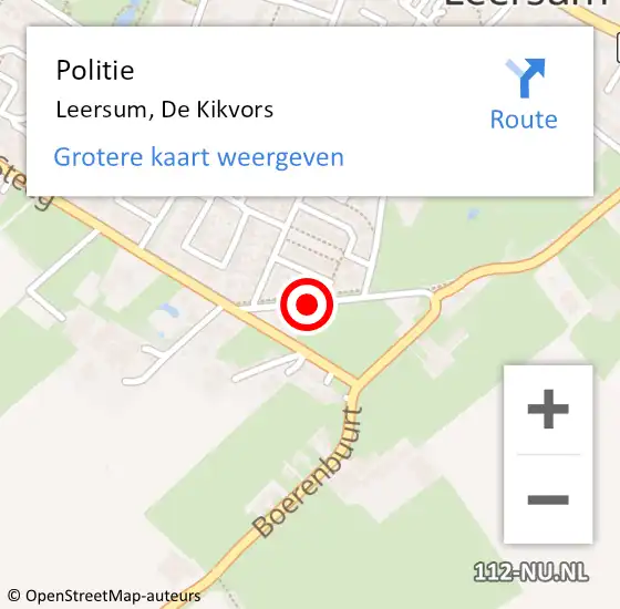 Locatie op kaart van de 112 melding: Politie Leersum, De Kikvors op 30 juli 2019 19:02