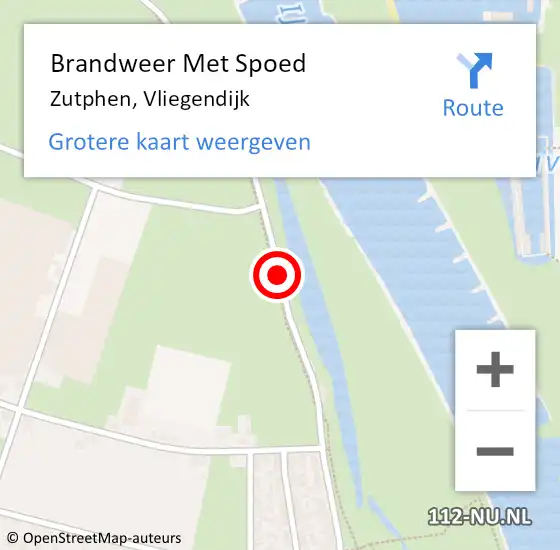 Locatie op kaart van de 112 melding: Brandweer Met Spoed Naar Zutphen, Vliegendijk op 30 juli 2019 19:22