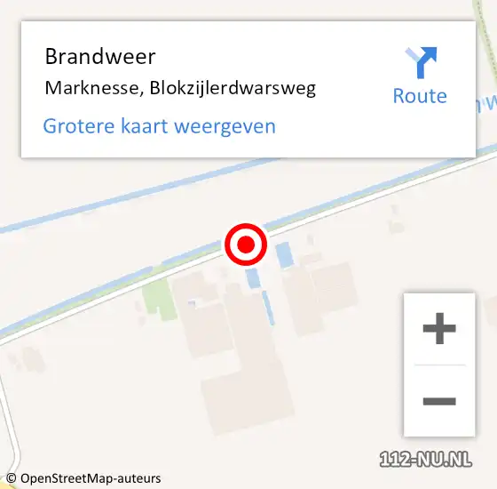 Locatie op kaart van de 112 melding: Brandweer Marknesse, Blokzijlerdwarsweg op 30 juli 2019 19:30